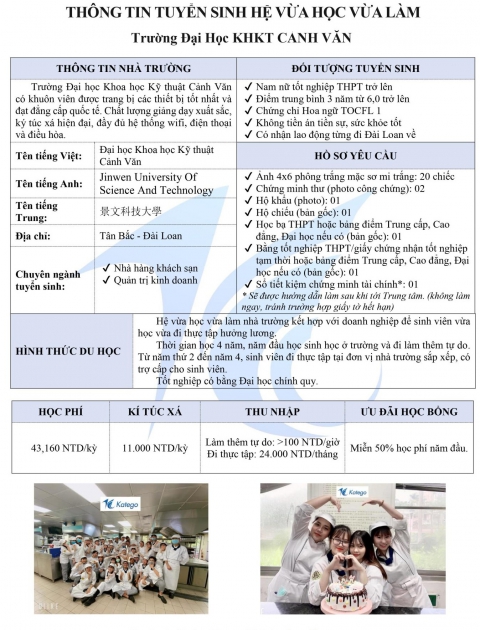 TRƯỜNG CẢNH VĂN ĐÀI BẮC DU HỌC ĐÀI LOAN 2022 - DU HỌC VỪA HỌC VỪA LÀM ĐÀI LOAN 2022 